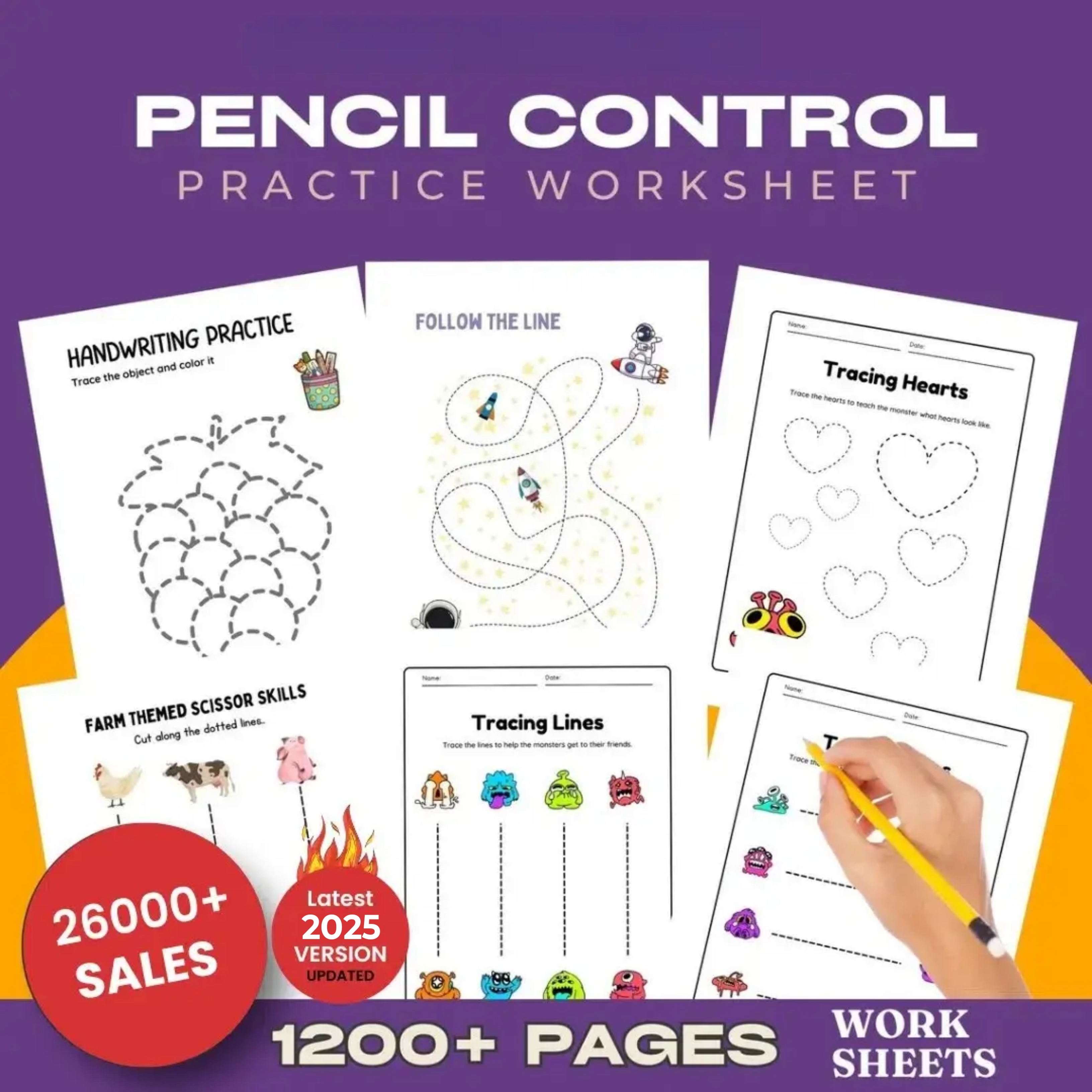 Get Free Gift 🎁 1200+ Pencil Control Tracing Worksheets